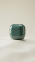 Curved glass earbuds case in olive mirage
